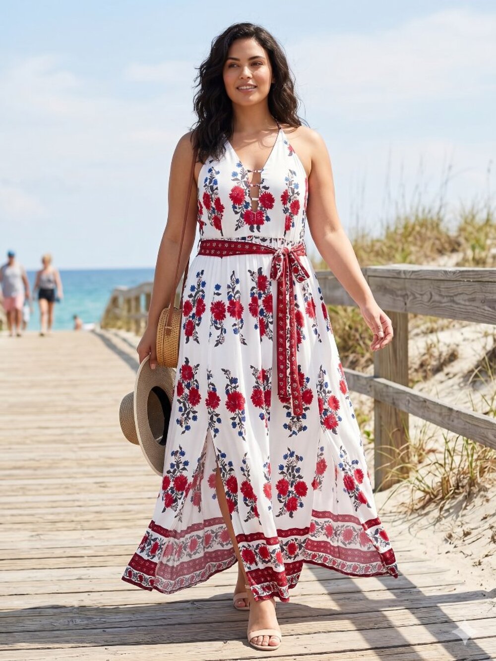 Curvy Sense White Floral Maxi Dress